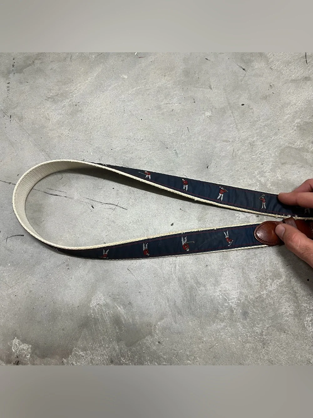 Leather Man Limited Men's Handmade Blue Canvas Golfer Leather Belt Size 36